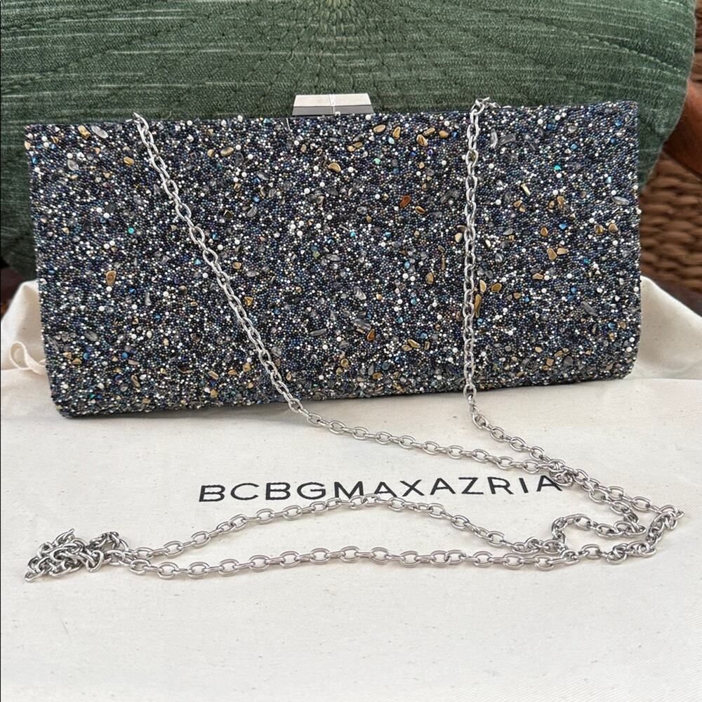 BCBG Max Azria Athena Multicolor Stone Fancy Sparkles Crossbody Clutch Bag Purse